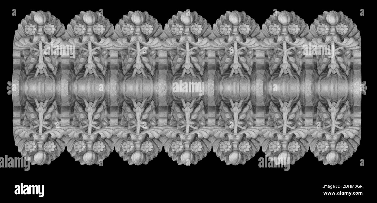 Éléments de décoration architecturale des bâtiments, stuc en plâtre, texture des murs, moulage en plâtre et motif. Dans les rues de Barcelone, plac public Banque D'Images