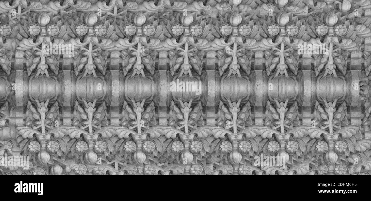 Éléments de décoration architecturale des bâtiments, stuc en plâtre, texture des murs, moulage en plâtre et motif. Dans les rues de Barcelone, plac public Banque D'Images