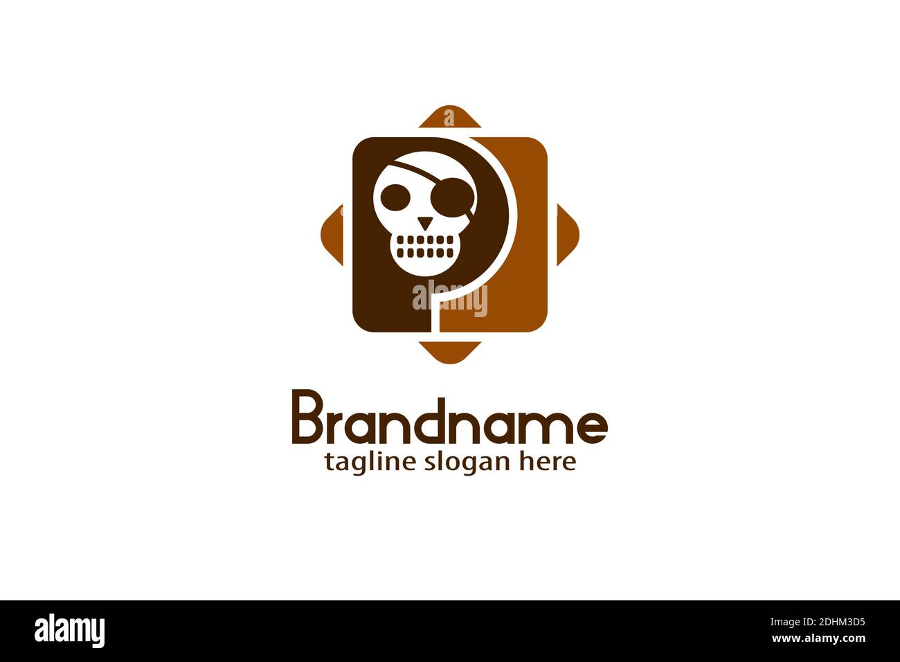 Logo Pirate Skull P, concept de la lettre P pour le logo du crâne de pirate. Design moderne, simple et minimaliste. Illustration de Vecteur
