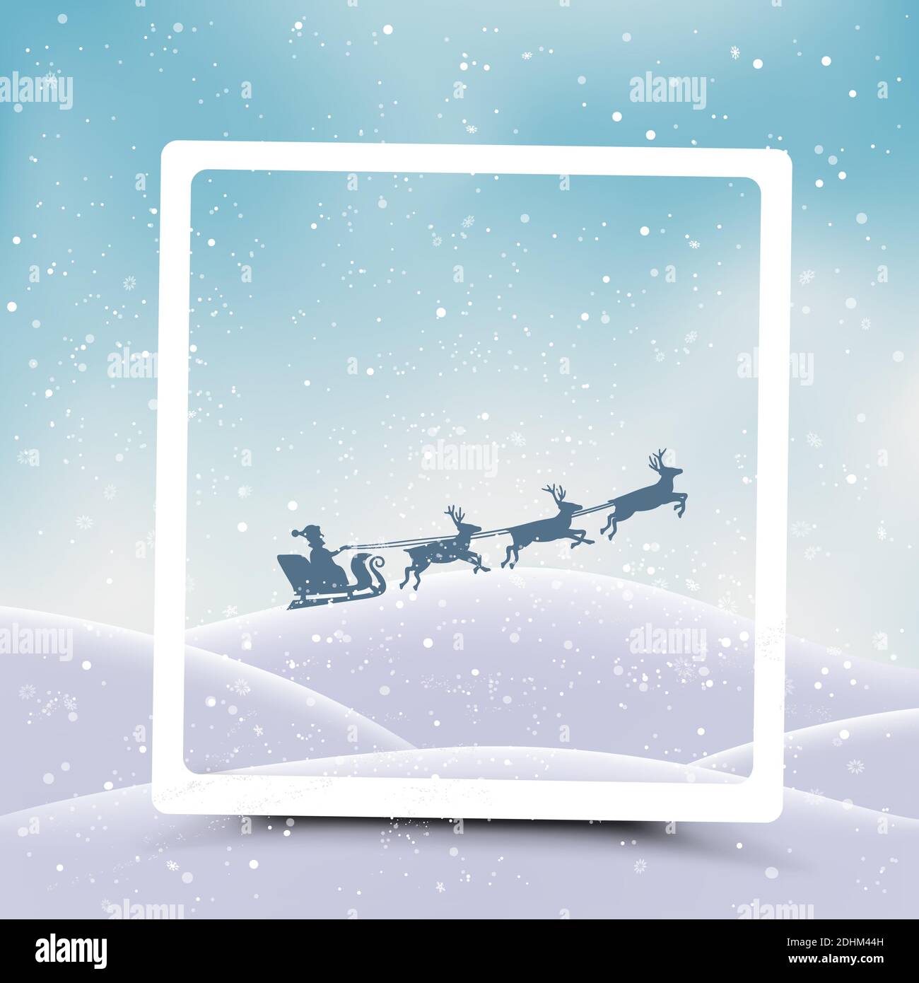 Cadre de Noël et Père Noël vole de la chasse à la neige Illustration de Vecteur