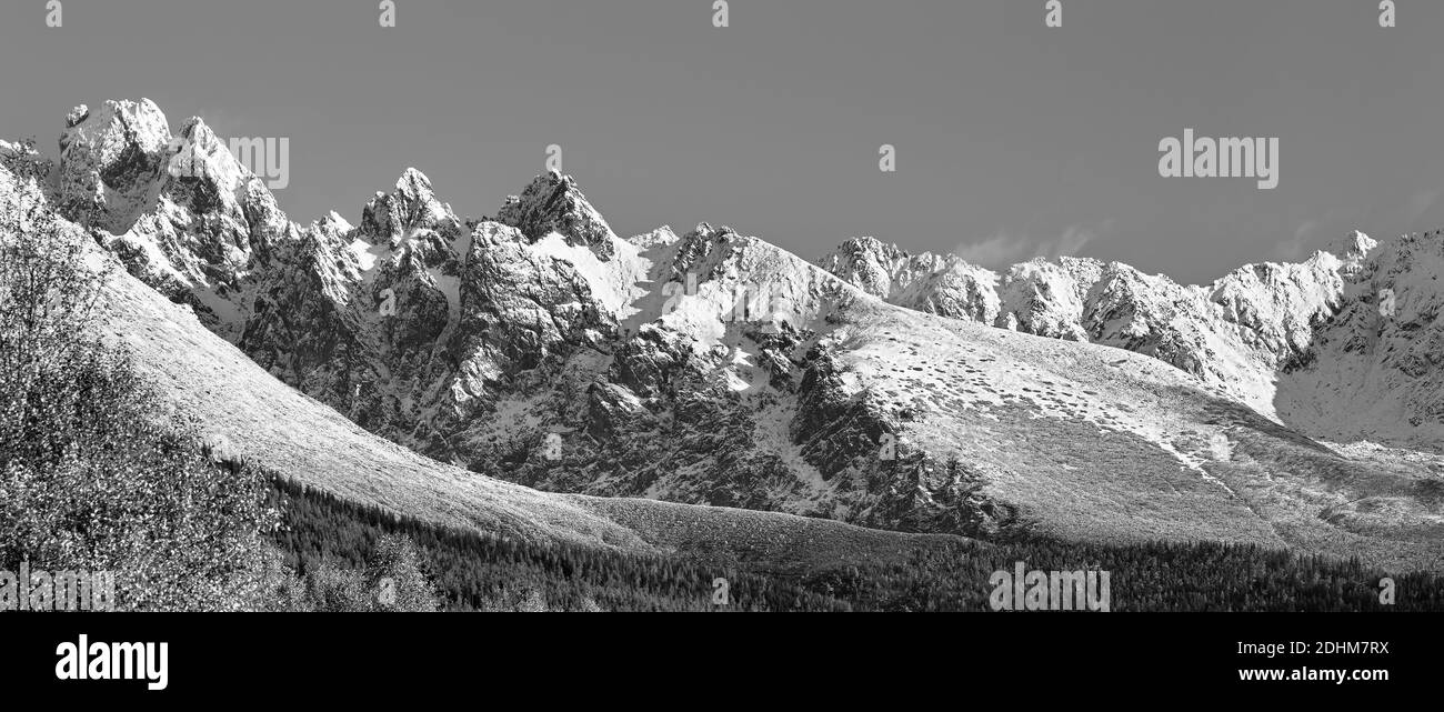 Parc national et pic de Koncista (2494m) symbole pic de Slovaquie dans les montagnes de Hautes Tatras, Slovaquie Banque D'Images