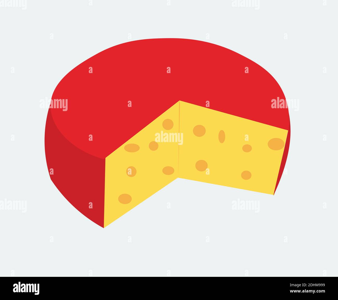 Roue de fromage rouge isolée sur fond blanc. Illustration de Vecteur