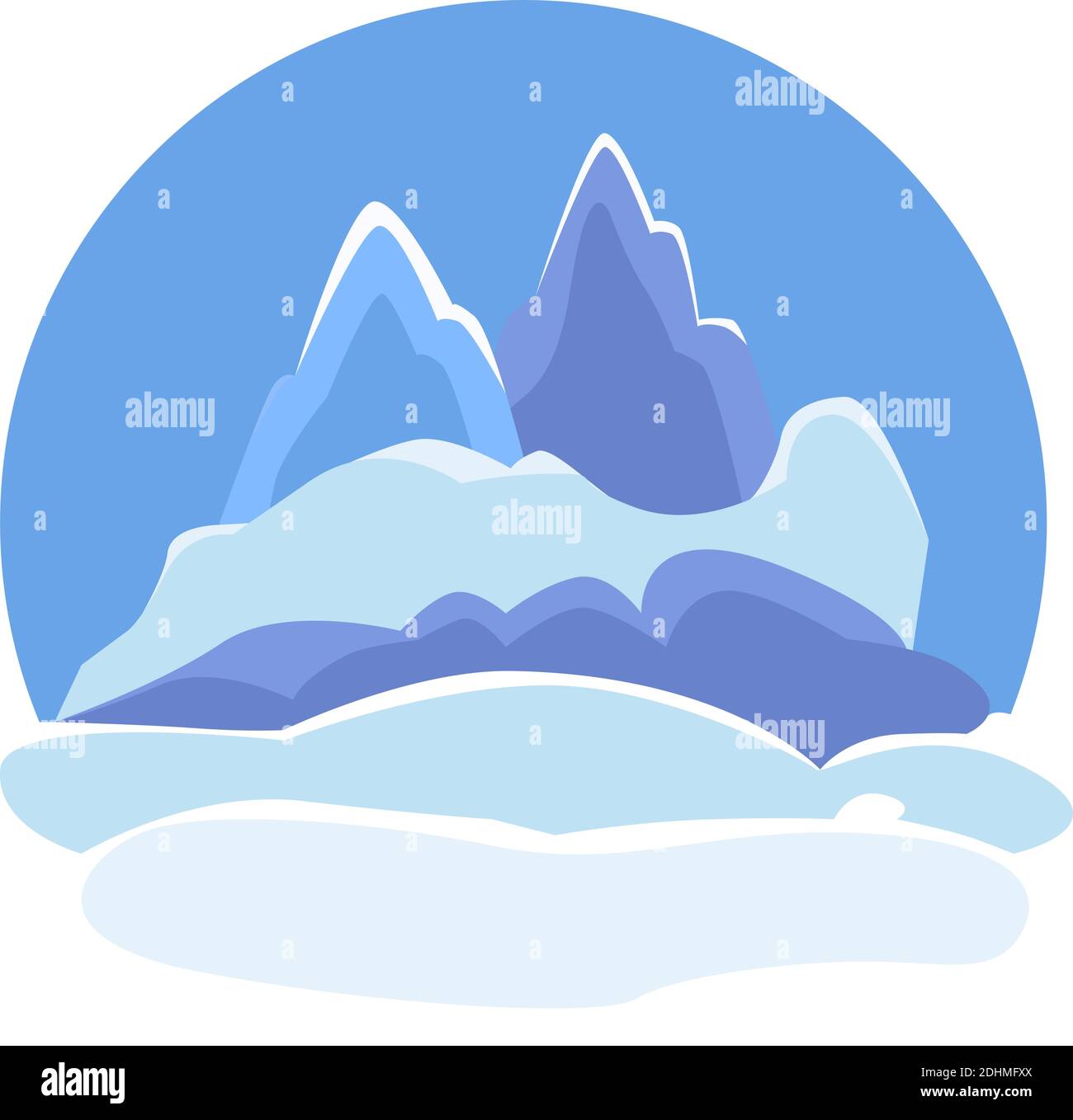 Logo rond des montagnes et des collines. Illustration vectorielle simple de style plat. Illustration de Vecteur