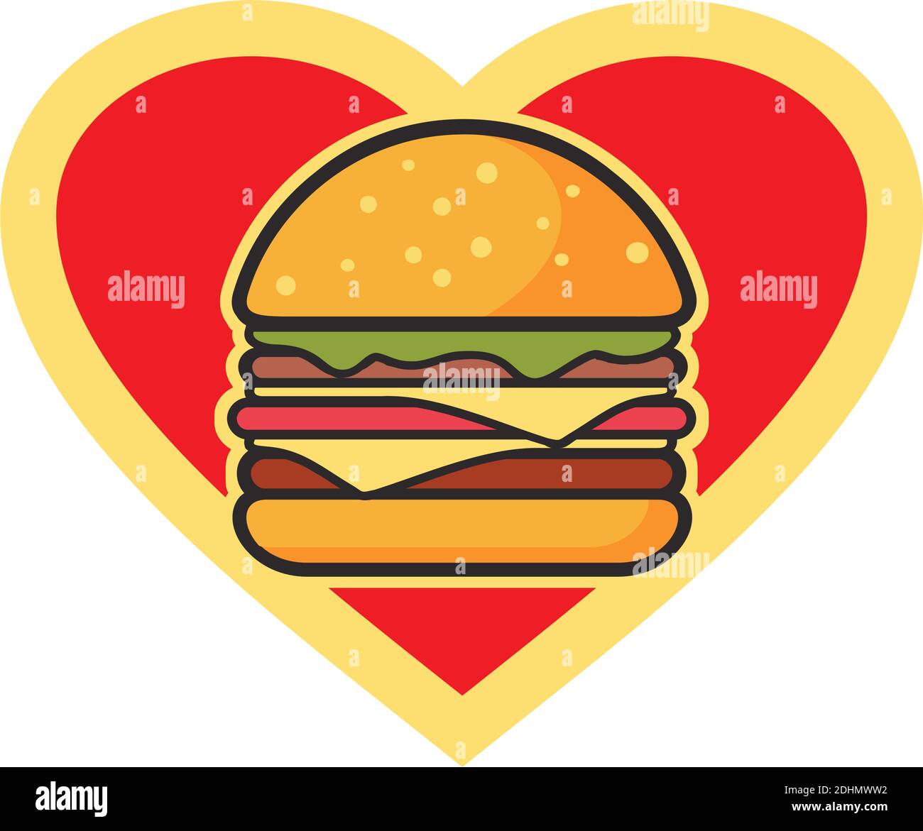 love big burger icon logo plat vector design concept Illustration de Vecteur