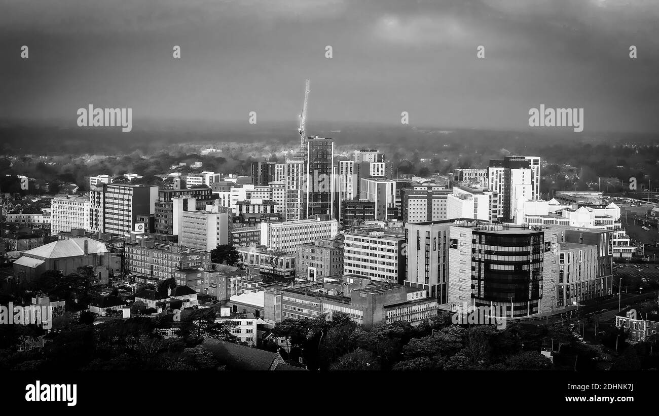 Ville de Bournemouth en Angleterre en noir et blanc Banque D'Images