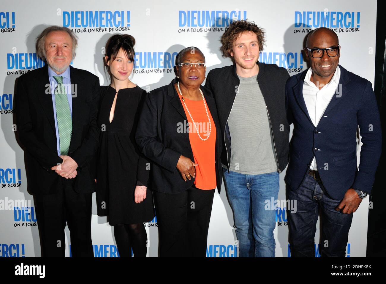 Jean François Balmer, Delphine Theodore, Firmine Richard, Baptiste  Lecaplain, Lucien Jean Baptiste assistant à la première de Dieumerci au  Ministere des Outre-mer a Paris, France, le 29 Fevrier 2016. Photo d'Alban  Wyters/ABACAPRESS.COM