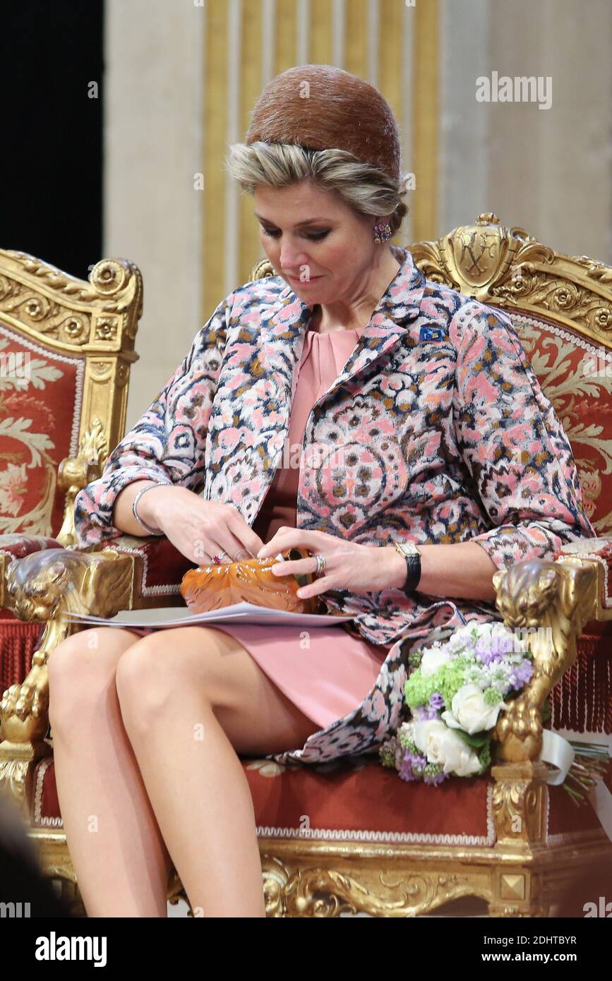 LE ROI WILLEM-ALEXANDER ET LA REINE MAXIMA DES PAYS-BAS ARRIVENT A L'HOTEL DE VILLE DE PARIS RECU PAR LA MAIR ANNE HIDALGO ET HARLEM DESIR SECRETAIRE D'ÉTAT AUX AFFAIRES EUROPEENNES. Photo de Nasser Berzane/ABACAPRESS.COM Banque D'Images