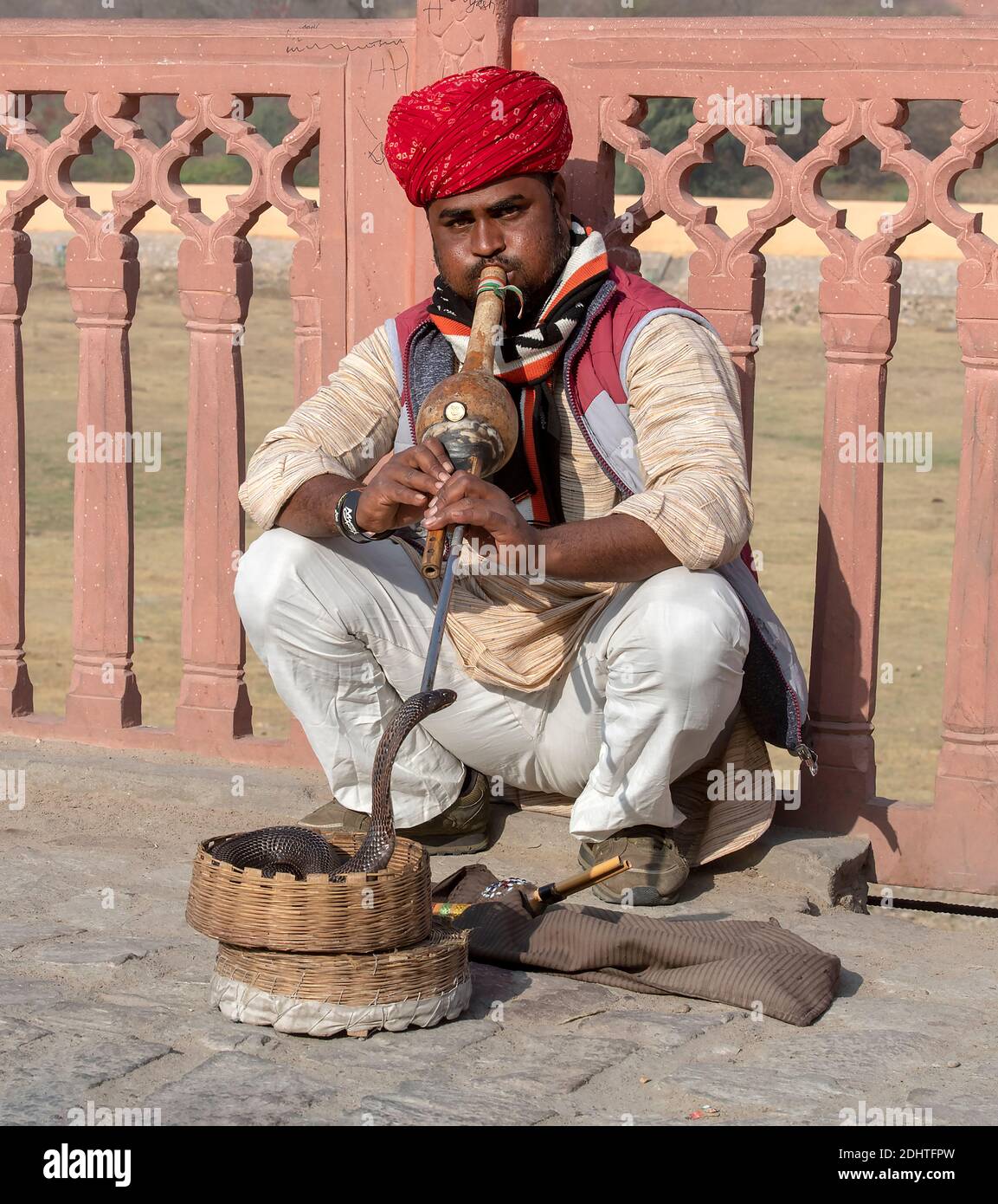 Serpent charmant à Jaipur, Rajasthan, Inde. Banque D'Images