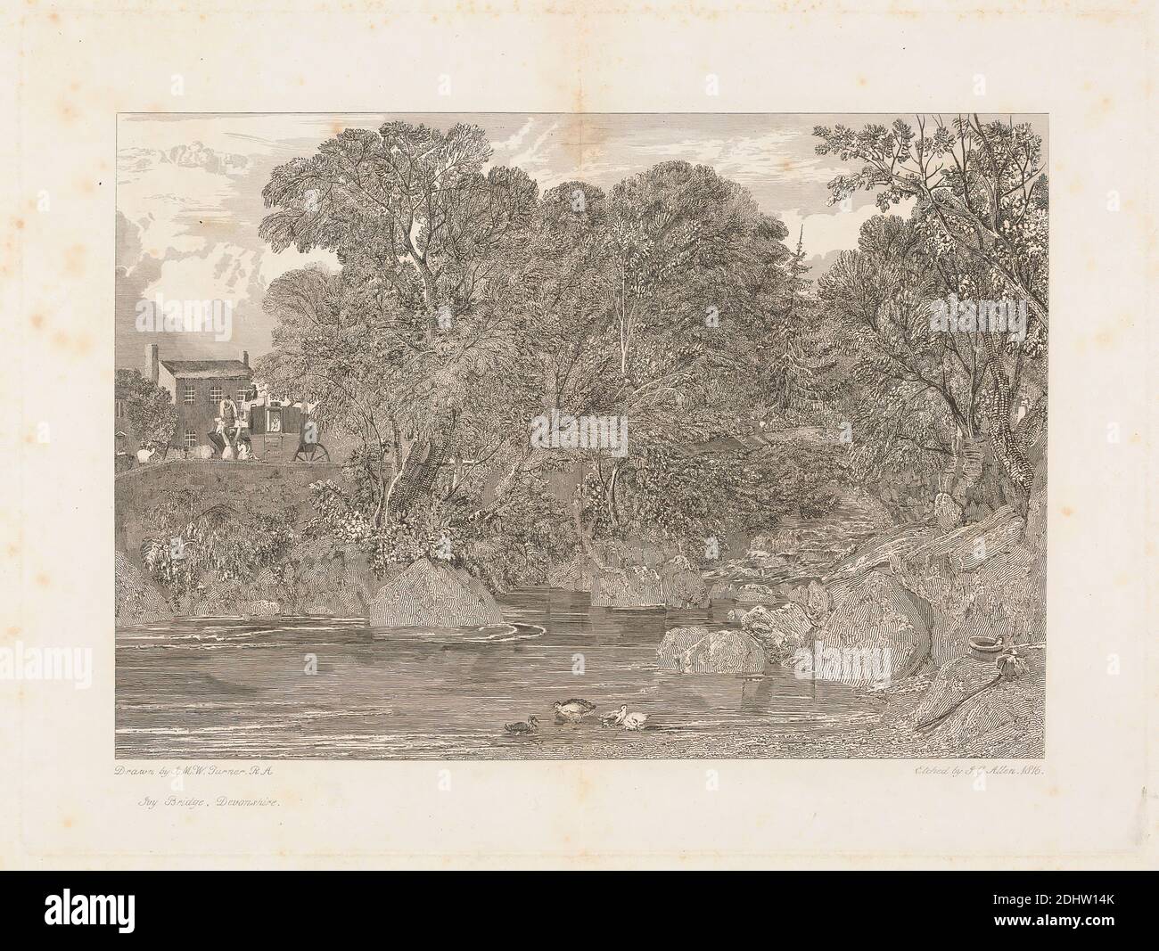 Le Rialto, Venise, John Pye, 1782–1874, britannique, d'après Joseph Mallord William Turner, 1775–1851, britannique, 1818-1820, gravure ouverte, gravure en lignes et gravure en crépilles sur modérément épais, légèrement texturé, crème, papier vélin, avec crème, colle chine, feuille: 10 11/16 × 15 pouces (27.1 × 38.1 cm), plaque: 9 × 12 pouces (22.9 × 30.5 cm), Cine Collé : 8 3/4 × 11 9/16 pouces (22.2 × 29.4 cm) et image : 5 5/8 × 8 5/8 pouces (14.3 × 21.9 cm) Banque D'Images