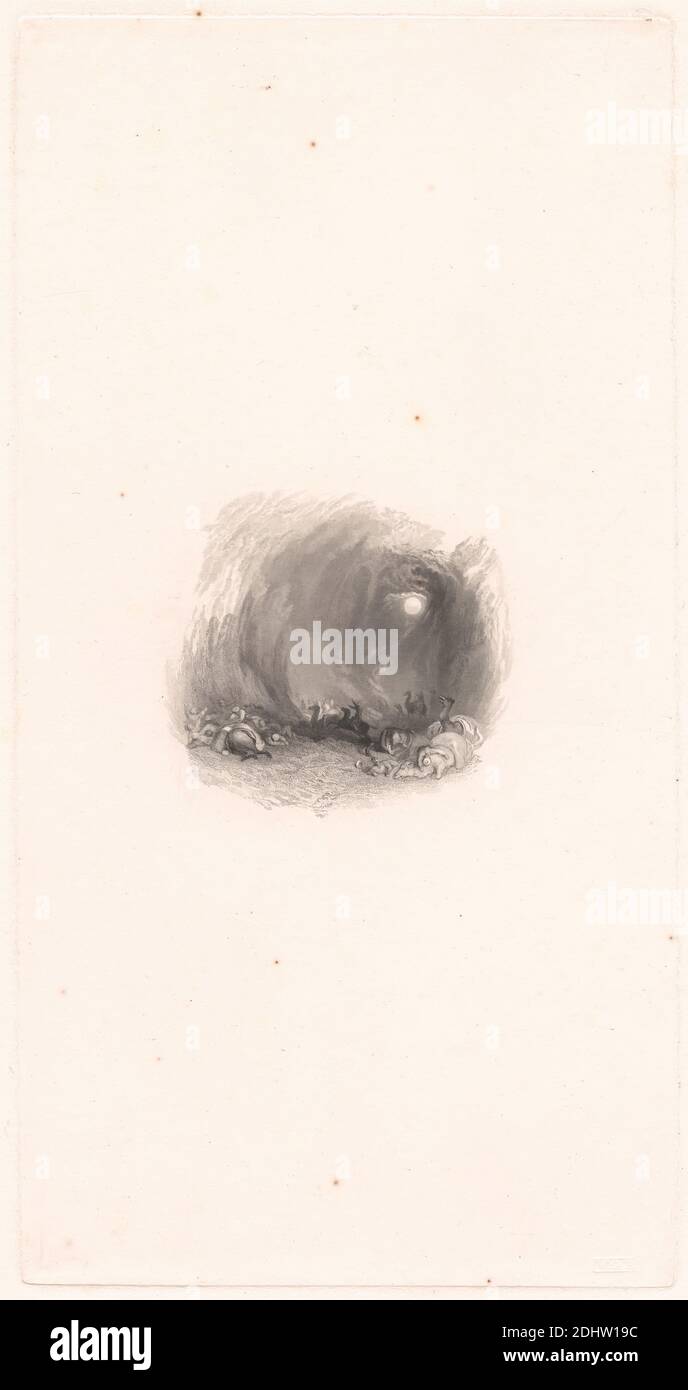 Venice the Rialto - Moonlight, William Miller, 1796–1882, British, d'après Joseph Mallord William Turner, 1775–1851, British, 1834, gravure en ligne, épreuve du graveur sur modérément épais, modérément texturé, crème, papier vélin, crème, à la crème, colle chine, feuille: 14 1/4 × 9 5/8 pouces (36.2 × 24.4 cm), plaque: 11 5/8 × 6 1/4 pouces (29.5 × 15.9 cm), Cine Collé : 11 1/4 × 5 15/16 pouces (28.6 × 15.1 cm) et image : 3 1/2 × 3 3/4 pouces (8.9 × 9.5 cm) Banque D'Images