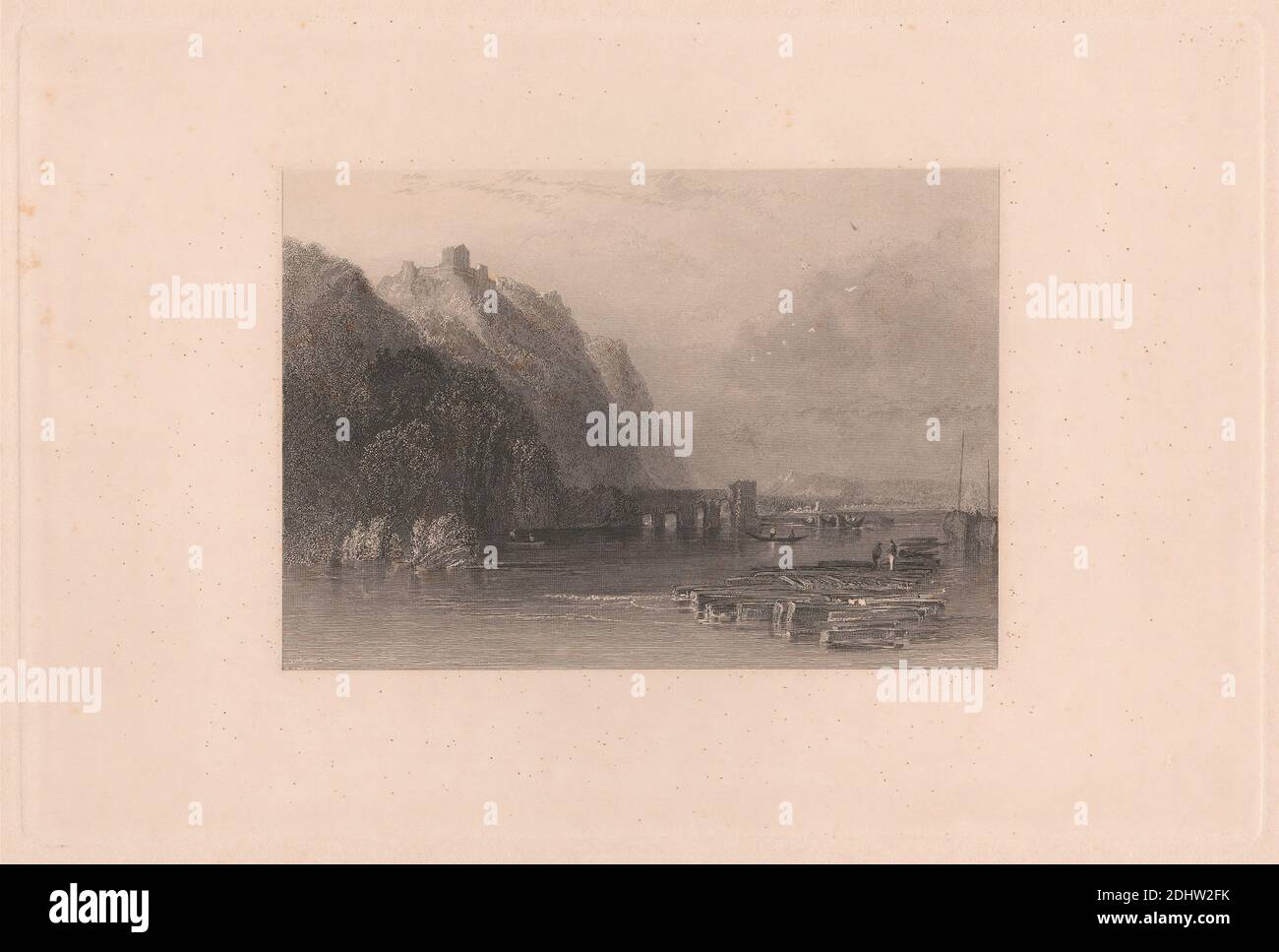 A Farewell - Lac de Côme Numéro II (vignette), imprimé par Robert Wallis, 1794–1878, britannique, d'après Joseph Mallord William Turner, 1775–1851, britannique, 1830, gravure de gravure et gravure de lignes; premier état publié sur papier vélin moyen, légèrement texturé, crème Banque D'Images