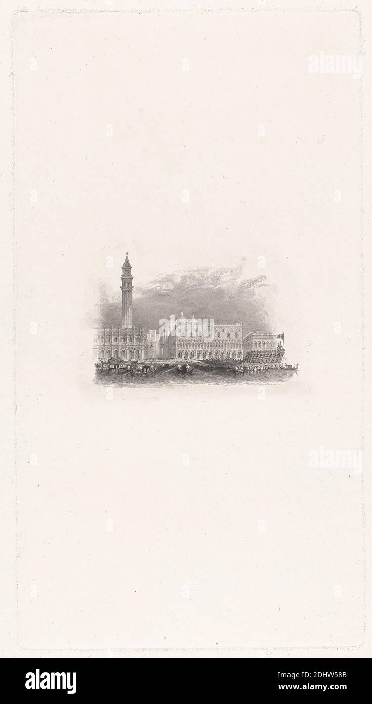 Venice (vignettes), imprimé réalisé par Edward Goodall, 1795–1870, British, d'après Joseph Mallord William Turner, 1775–1851, British, 1830, Etching et gravure au trait; épreuve de gravure sur papier vélin moyen, légèrement texturé, crème, feuille: 10 1/4 x 5 5/8in. (26 x 14,3 cm Banque D'Images
