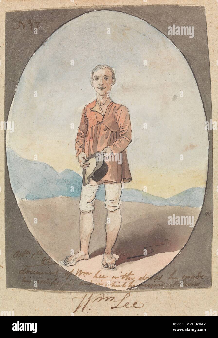 William Lee, le 1er octobre 1792, Robert Mabon, mort en 1798, British, 1792, aquarelle et graphite avec stylo et encre noire sur papier à feuilles moyennes, légèrement texturées, crème, feuille: 5 1/2 × 6 pouces (14 × 15.2 cm), portrait Banque D'Images