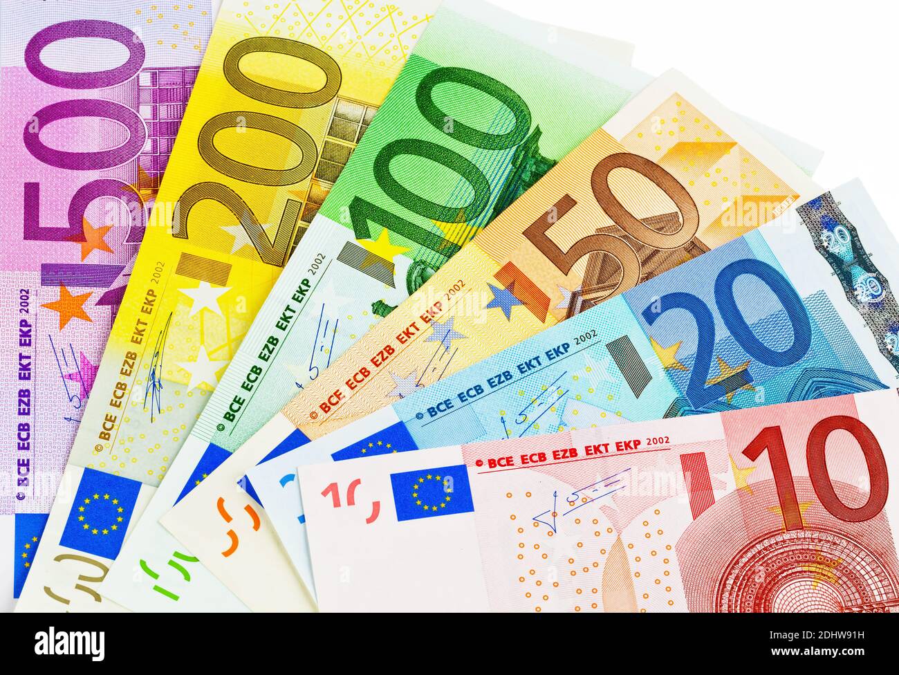 Viele verschiedene Euro-Banknoten Symbolfoto, für personnalit und Geldanlage. Banque D'Images