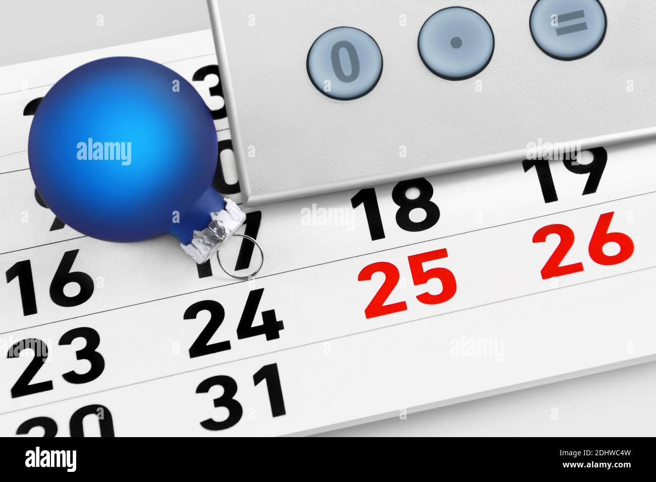 Weihnachtszeit Kalender Dezember und Dekoration Banque D'Images