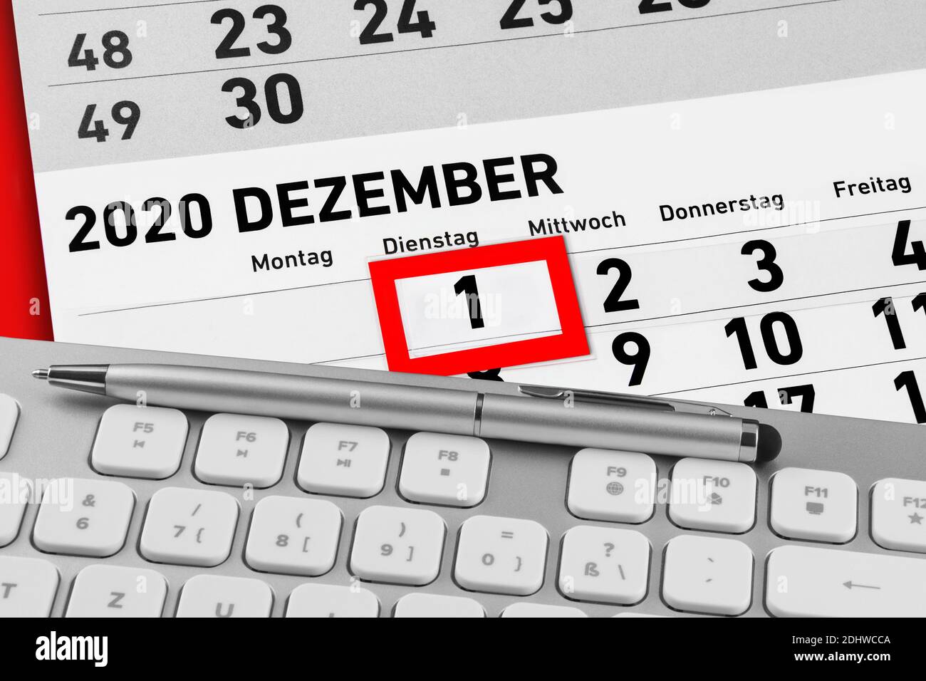 Kalender und Keyboard Dezember 2020 Banque D'Images