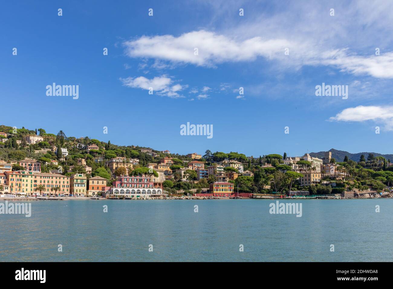 Vue en grand angle de Santa Marghrita Ligue, Ligurie, Italie Banque D'Images