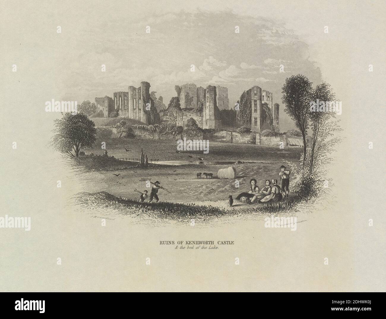 Ruines du château de Kenilworth et du lit du lac, John Brandard, 1812–1863, Britannique, autrefois artiste inconnu, non daté Banque D'Images