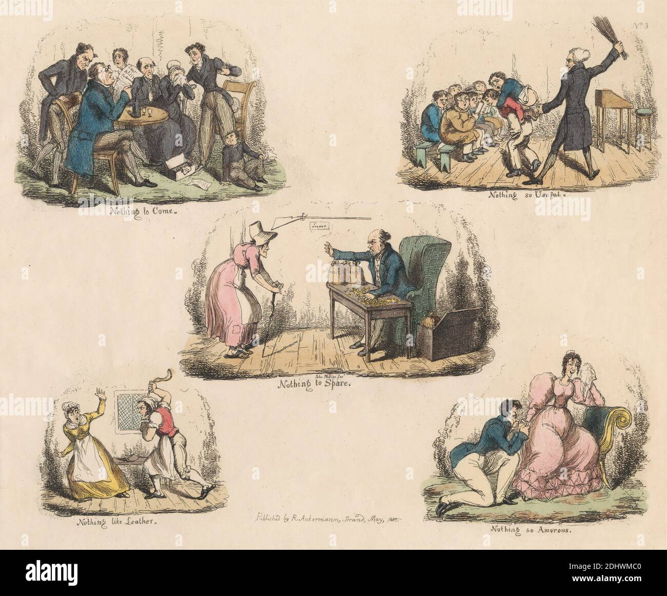 Un des quatre: Beaucoup d'ADO à propos de rien ou des illustrations de Old Savings, John Phillips, active 1840–1852, 1828, gravure au sol mou, coloré à la main, feuille: 11 5/8 x 9 1/2in. (29.5 x 24,1 cm Banque D'Images