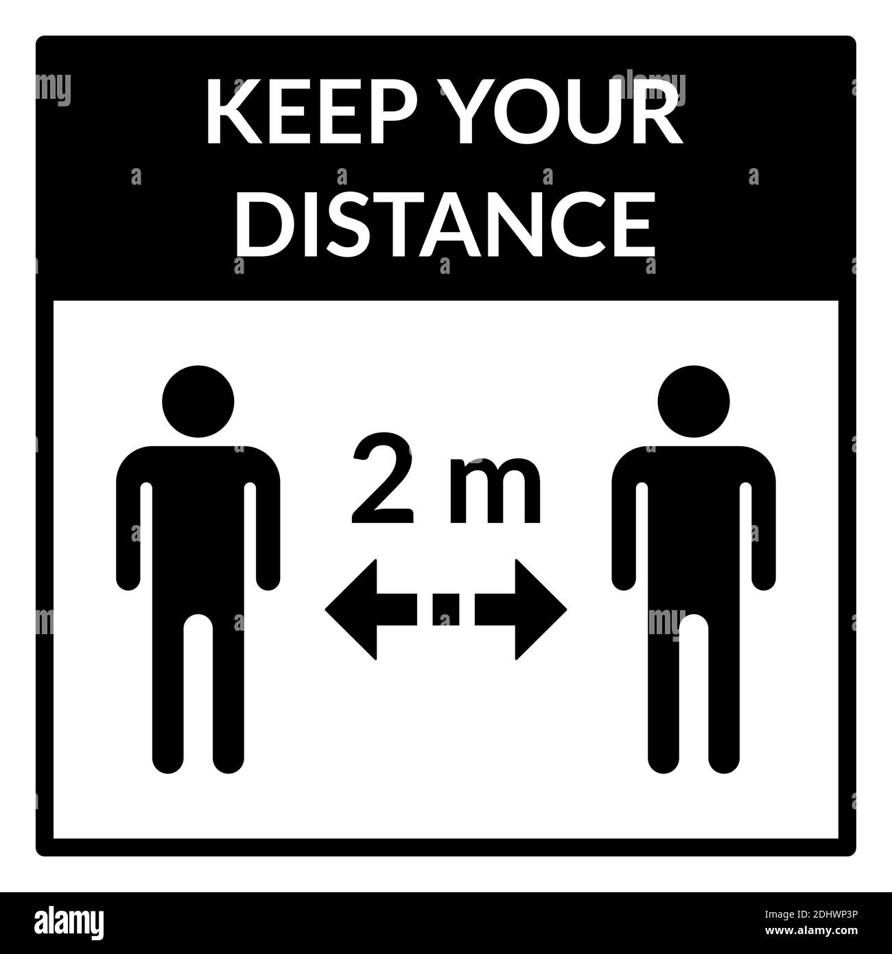 Gardez votre distance 2 m ou 2 mètres carré social distance instruction icône. Image vectorielle. Illustration de Vecteur