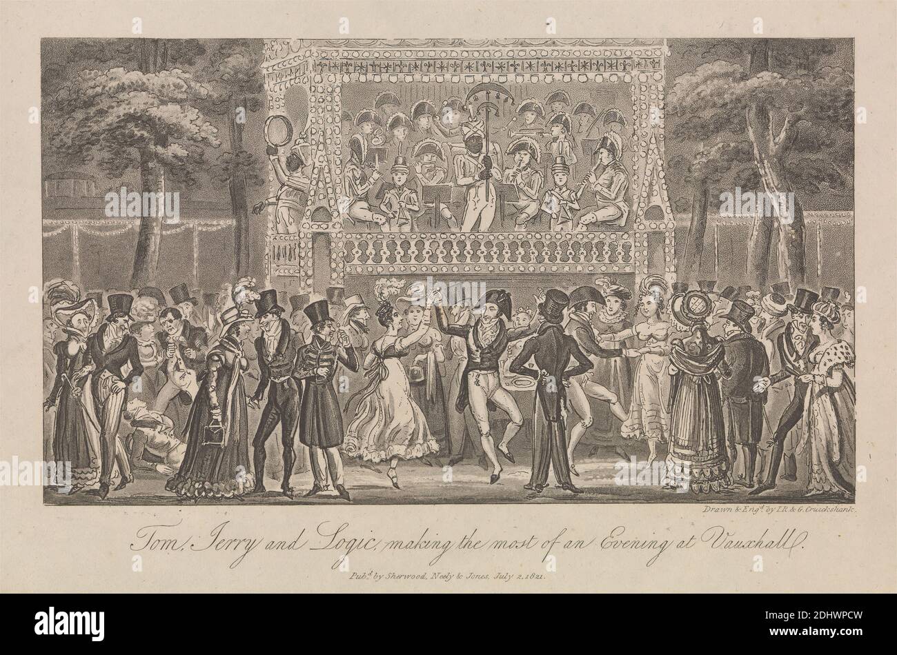 Tom, Jerry et Logic pour profiter au maximum d'une soirée..., George Cruikshank, 1792–1878, British, 2 juillet 1821 Banque D'Images