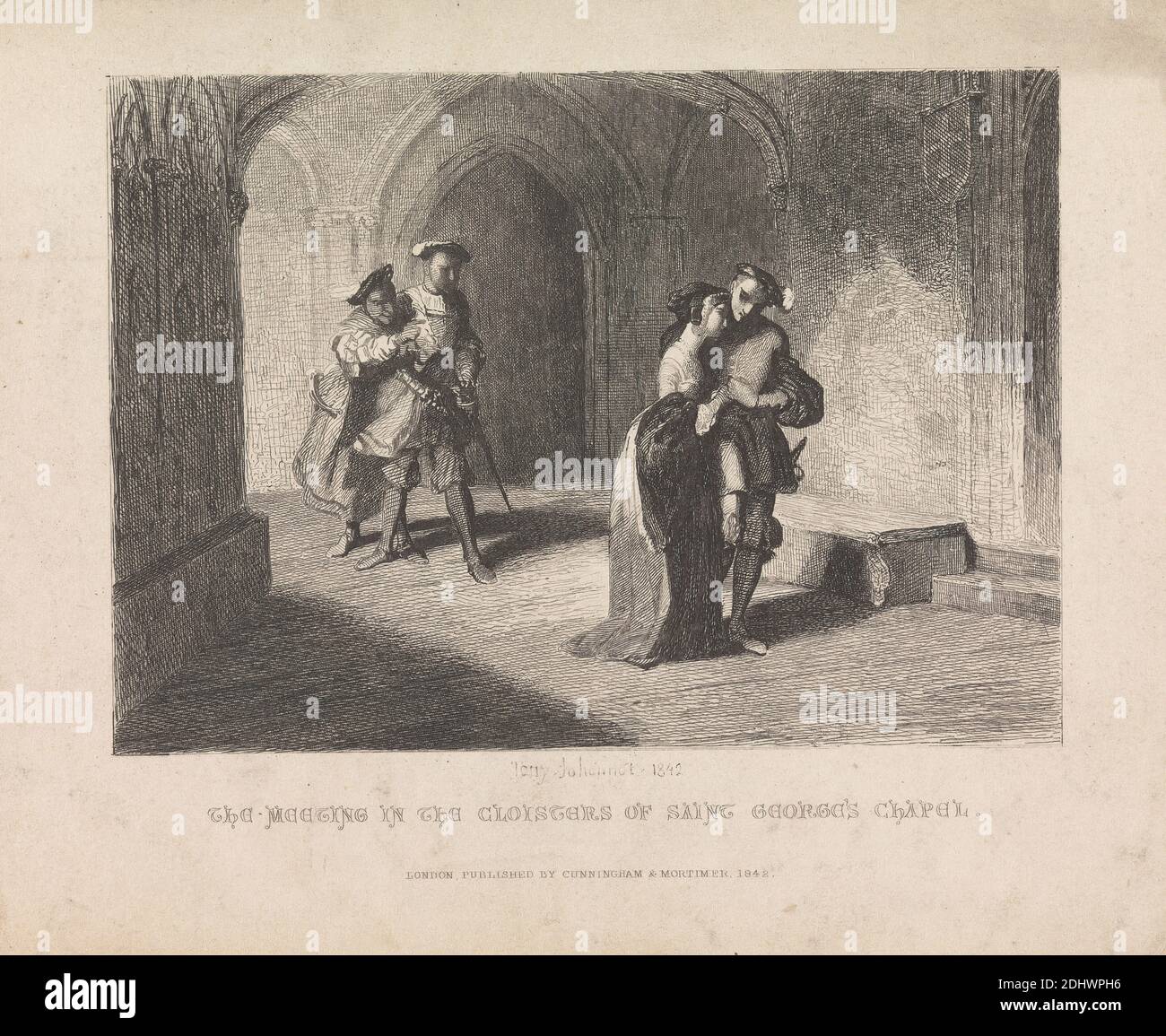 The Meeting in the Cloisters of Saint George's Chapel, Tony Johann, 1803–1852, français, 1842 Banque D'Images