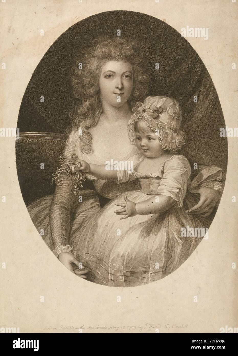 Mme Morgan et Child, imprimé par Peltro W. Tomkins, 1760–1840, British, After John Russell, 1745–1806, British, 1789, gravure en pointillé et gravure sur papier crème modérément épais, modérément texturé, feuille: 13 1/16 × 9 7/16 pouces (33.2 × 24 cm) et image: 10 11/16 × 20.8 cm (8 3/16 × 27.1 pouces) Banque D'Images