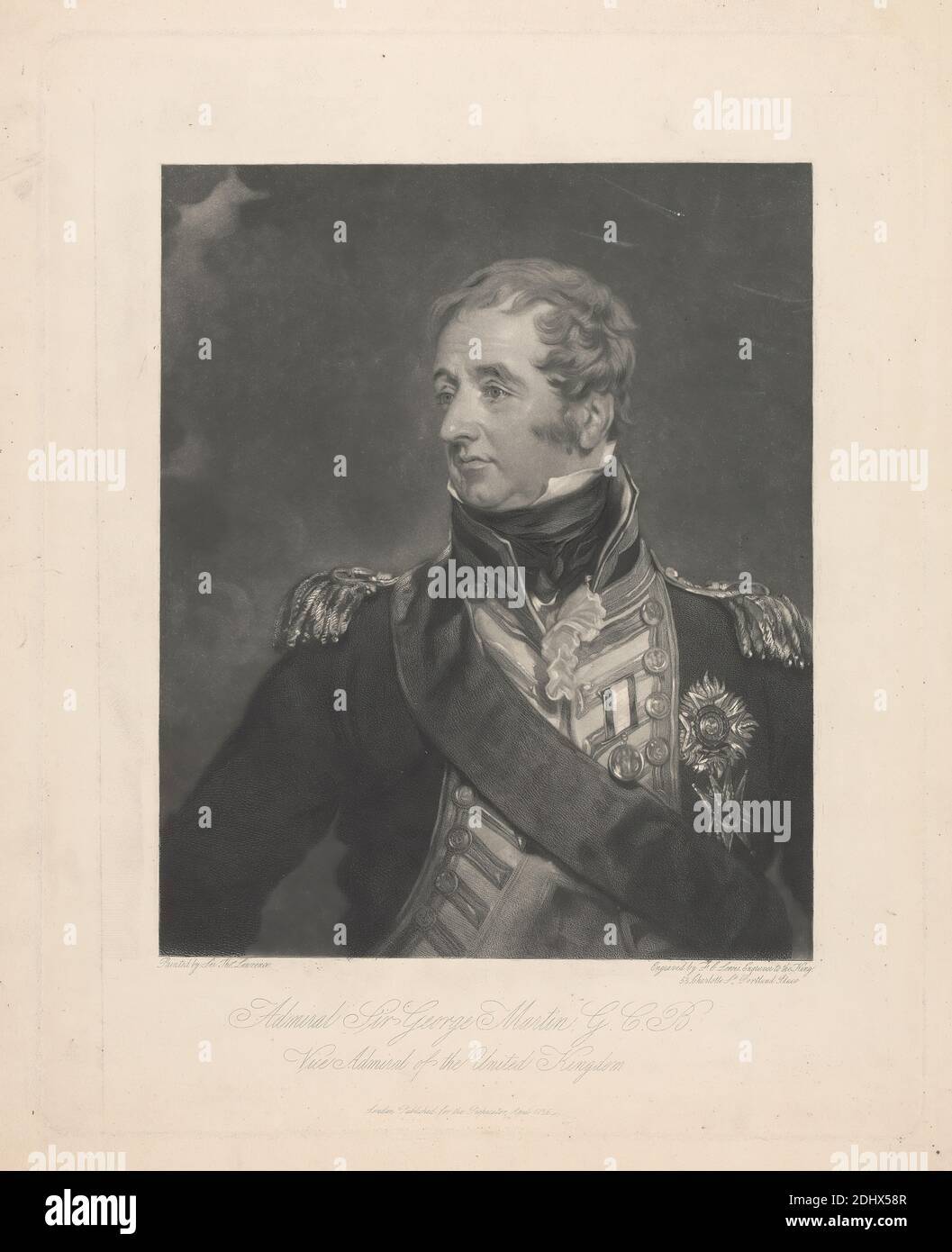 Amiral Sir George Martin, Frederick Christian Lewis l'aîné, 1779–1856, britannique, après Sir Thomas Lawrence, 1769–1830, britannique, 1836, Mezzotint, feuille : 12 x 15 po. (30.5 x 38,1 cm Banque D'Images
