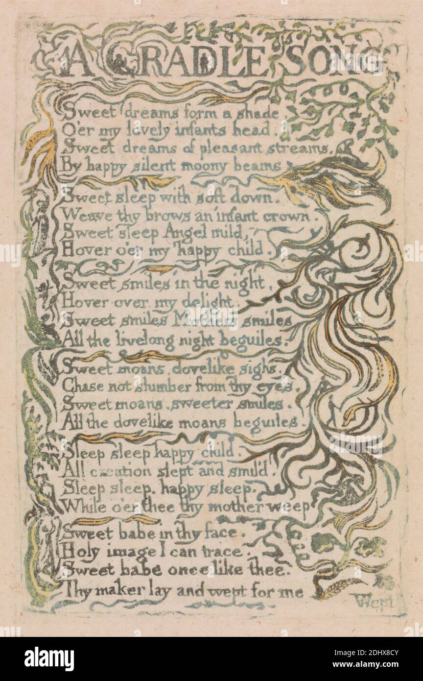 Chansons D Innocence Et D Experience Planche 26 A Cradle Song Bentley 16 Imprime Par William Blake 1757 17 British 17 Relief Grave Imprime En Vert Avec Stylo Et Encre Et Aquarelle Sur Papier A Chansons D Innocence Et D Experience Planche 26 A Cradle Song Bentley 16 Imprime Par William Blake 1757 17 British 17 Relief Grave Imprime En Vert Avec Stylo Et Encre Et Aquarelle Sur Papier A