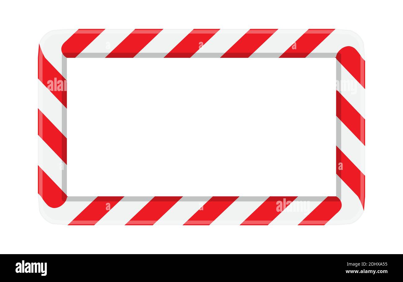 Cadre ou bordure à rayures en forme de canne à sucre pour noël. Motif de bandes rouges et blanches avec arrière-plan d'espace de copie blanc. Forme rectangulaire horizontale pour l'assaisonnement Illustration de Vecteur