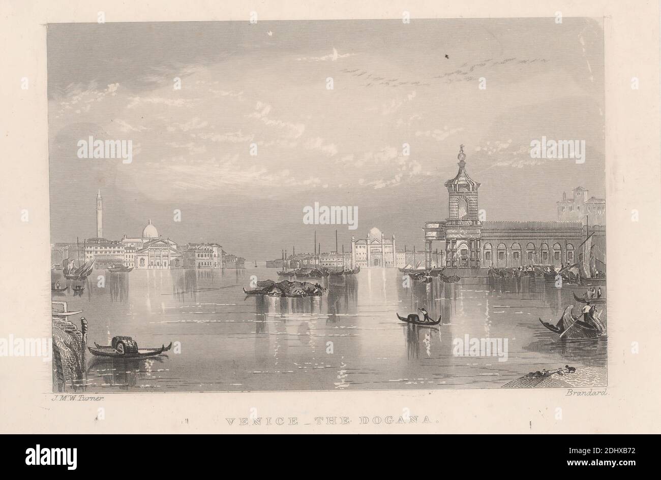 Venise - The Dogana, imprimé par un artiste inconnu, XIXe siècle, anciennement attribué à Robert Brandard, 1805–1862, Britannique, après l'impression de James T. Willmore, 1800–1863, Britannique, après Joseph Malbord William Turner, 1775–1851, Britannique, non daté, gravure en ligne Banque D'Images