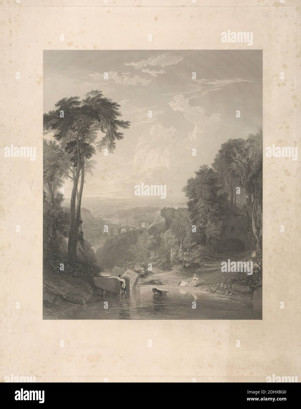 Traversée du ruisseau, imprimé de Robert Brandard, 1805–1862, Britannique, d'après Joseph Mallord William Turner, 1775–1851, Britannique, 1842, gravure et gravure au trait; épreuve de graveur sur papier de véve crème modérément épais, légèrement texturé, feuille: 30 1/8 × 22 5/8 pouces (76.5 × 57.5 cm), plaque: 25 1/8 × 19 1/4 pouces (63.8 × 48.9 cm) et image : 18 3/8 × 15 pouces (46.7 × 38.1 cm) Banque D'Images