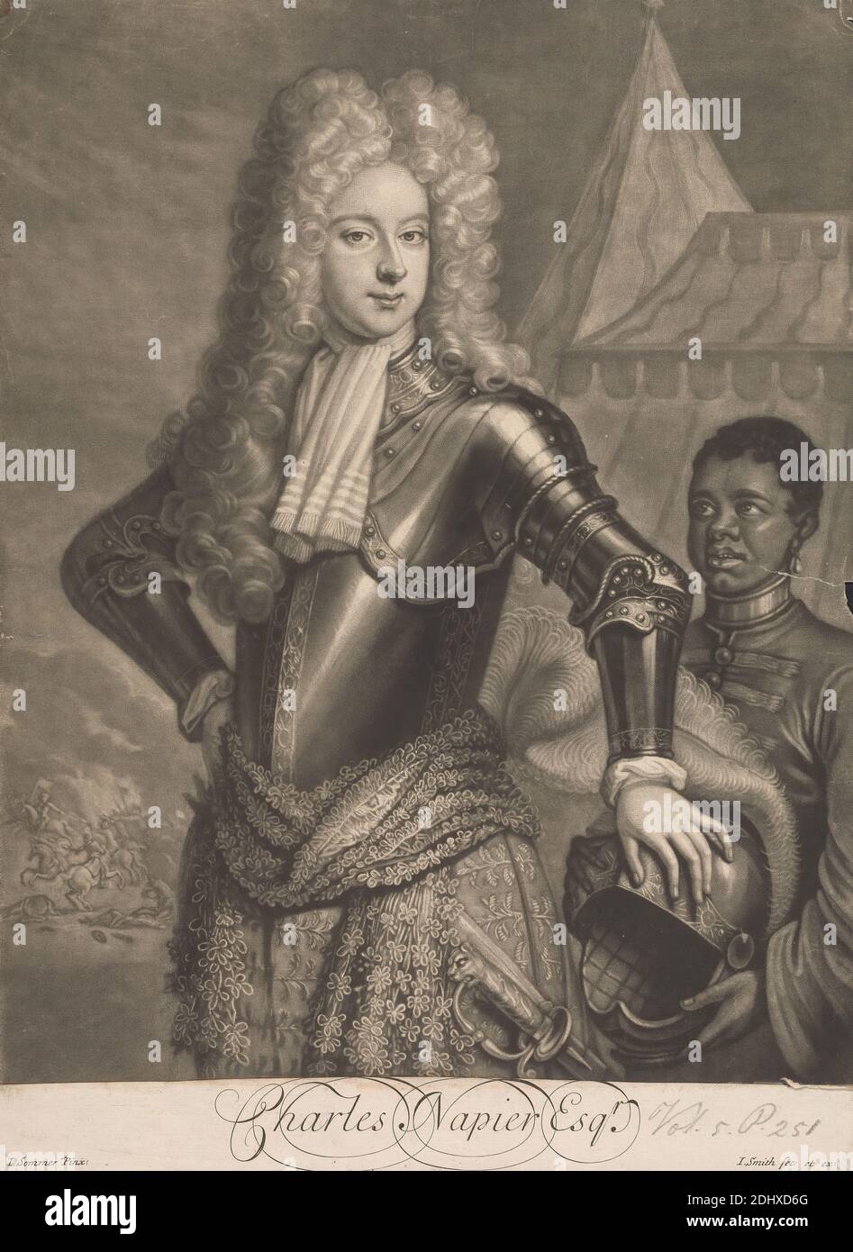 Charles Napier, 2e Baronet, John Smith, 1652–1743, britannique, après Jan van Somer, ca. 1645–après 1699, néerlandais, 1745, Mezzotint sur papier moyen, légèrement, crème, couché, feuille: 13 3/8 × 9 13/16 pouces (34 × 24.9 cm) et image: 12 3/8 × 9 13/16 pouces (31.4 × 24.9 cm) Banque D'Images