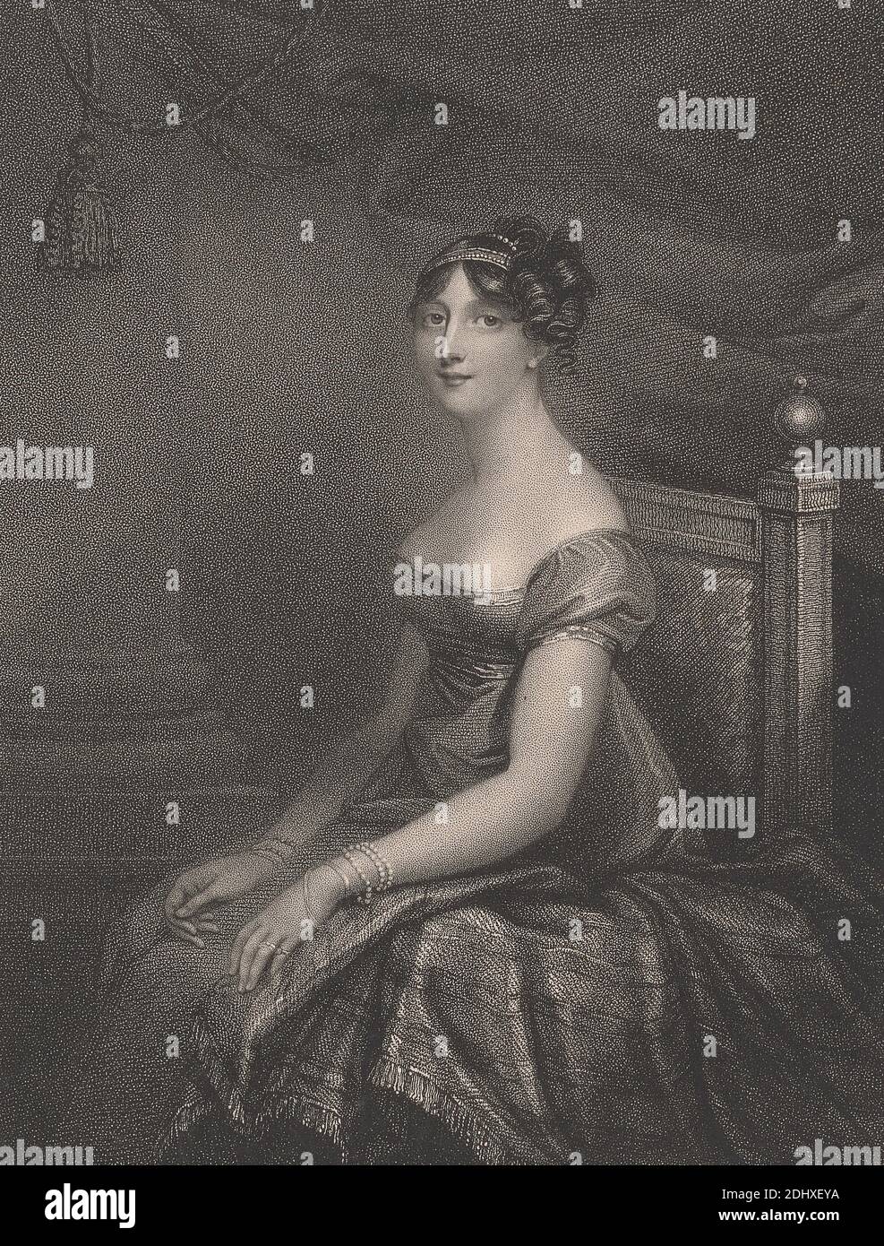 Charlotte (née Percy) Ashburnham, Viscomtesse St.Asaph, Niccoló Schiavonetti, 1771–1813, italienne, d'après Anne Mee, ca. 1760–1851, British, 1812, gravure à crépi sur papier épais, légèrement texturé, crème, à colombe, avec colé de chine crème, feuille: 21 5/16 × 16 3/8 pouces (54.1 × 41.6 cm), plaque: 18 1/16 × 13 1/2 pouces (45.9 × 34.3 cm), colé de chine: 17 7/8 × 13 1/2 pouces (45.4 × 34.3 cm) et image : 8 5/16 × 6 3/8 pouces (21.1 × 16.2 cm) Banque D'Images