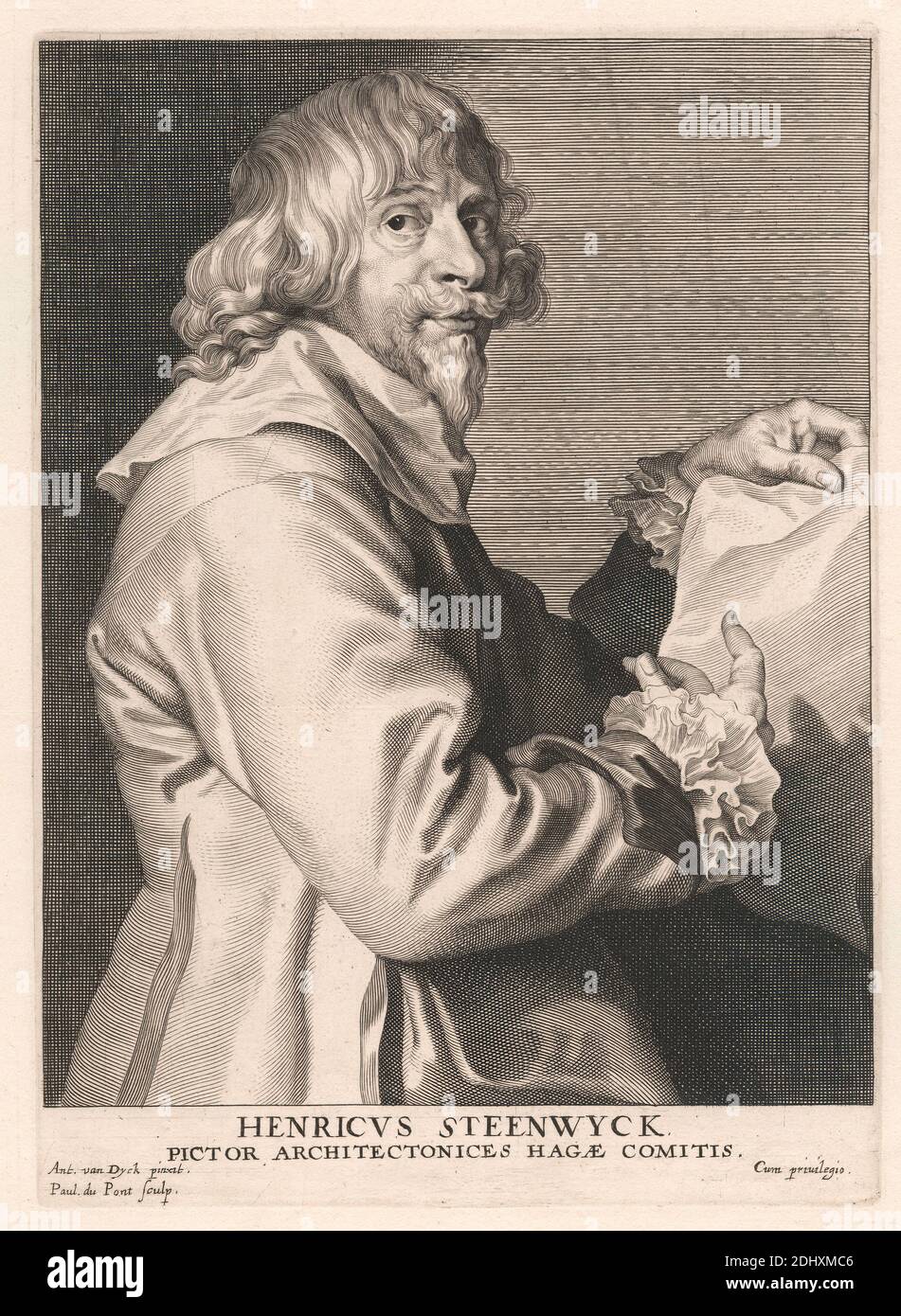 Henricus Steenwyck, Pictor Architectrices Hagæ Comitis, Paulus Pontius, 1603–1658, Flamand, d'après Sir Anthony Van Dyck, 1599–1641, Flamand, actif en Grande-Bretagne (1620–21; 1632–34; 1635–41), ca.1635, gravure en ligne et gravure à l'effigie sur support, légèrement texturé, blanc brun, papier couché, feuille: 13 9/16 × 10 5/16 cm, feuille: 34.4 cm (26.2 × po) 9 7/8 × 7 1/16 pouces (25.1 × 17.9 cm) et image : 8 15/16 × 7 pouces (22.7 × 17.8 cm) Banque D'Images