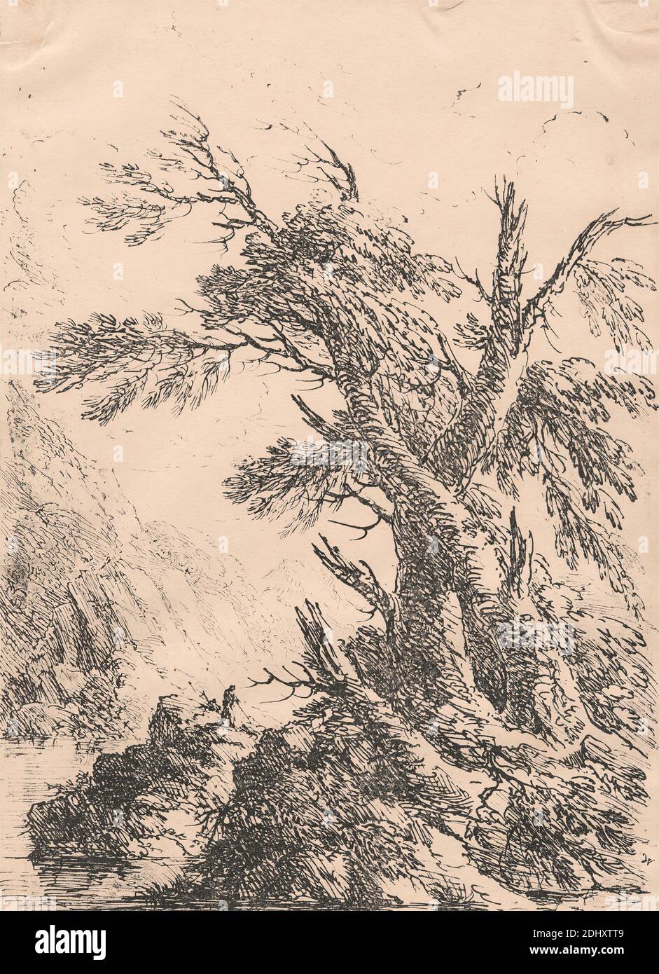 Paysage avec de vieux arbres par l'eau, Henry Richard Greville troisième comte de Warwick, 1779–1853, British, anciennement attribué à John, comte de Warwick, 1803 Banque D'Images
