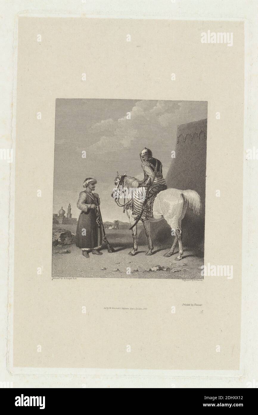 Sans titre : Arabian Knight, Robert Smirke, 1752–1845, British, et / ou Mary Smirke, 1779–1853, British, 1830, gravure en gravure et gravure de lignes sur le collage de chine posé sur papier vélin., image : 3 3/4 x 3 1/8in. (9.5 x 7,9 cm), feuille : 17 x 12po. (43.2 x 30,5 cm), et plaque : 7 1/2 x 5 po. (19.1 x 12,7 cm Banque D'Images