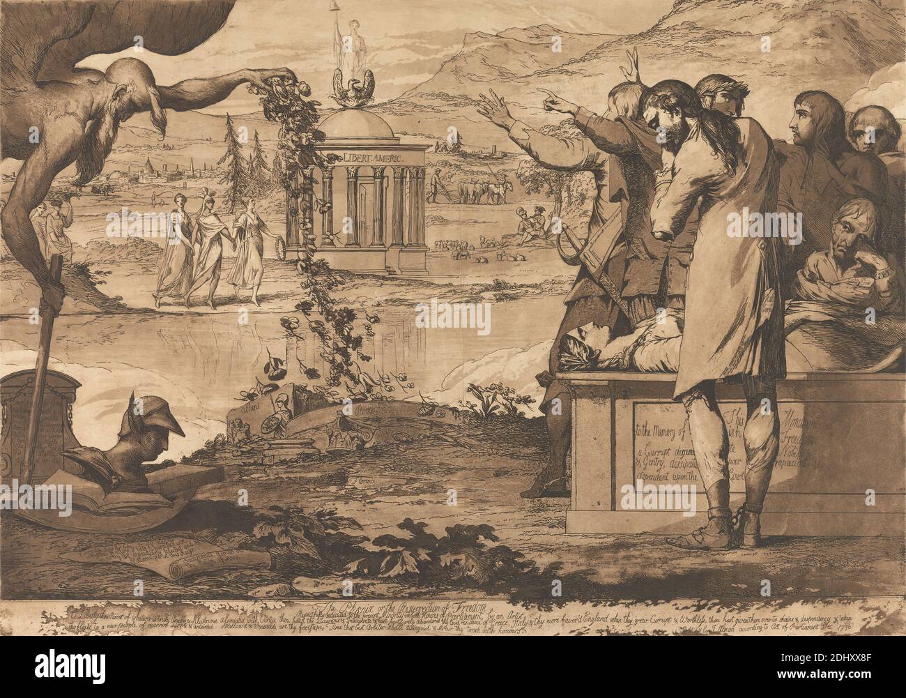 Le Phoenix ou la Résurrection de la liberté, James Barry, 1741–1806, irlandais, 1776, gravure et aquatint , état publié, plaque: 17 x 24 1/8in. (43.2 x 61,3 cm) et feuille : 18 x 25 1/8in. (45.7 x 63,8 cm), sujet religieux et mythologique Banque D'Images