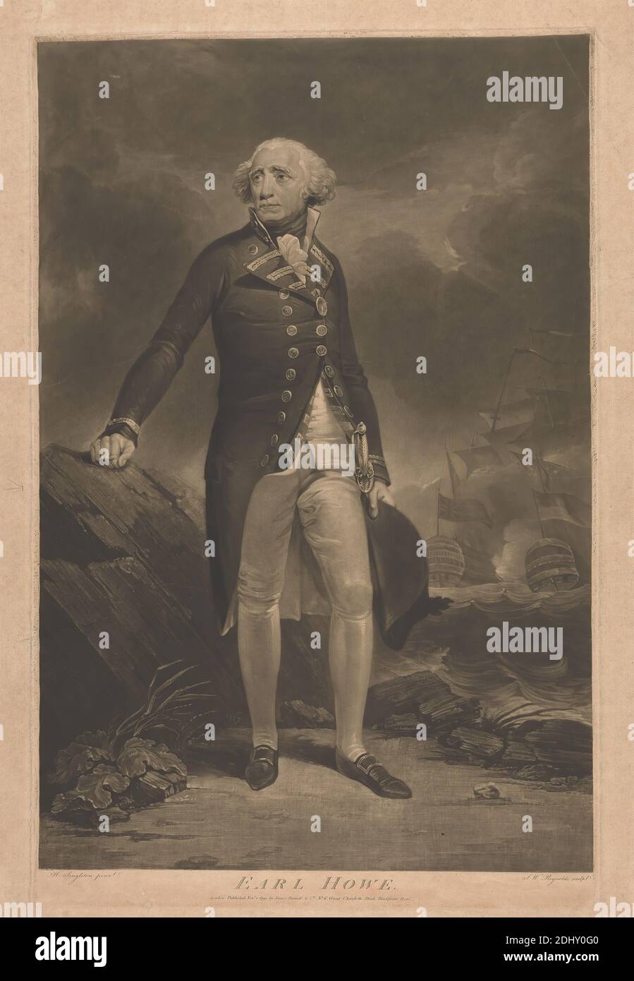 Earl Howe, Samuel William Reynolds, 1773–1835, britannique, d'après Henry Singleton, 1766–1839, britannique, 1799, Mezzotint, feuille : 24 3/4 x 16 po. (62.9 x 40,6 cm Banque D'Images