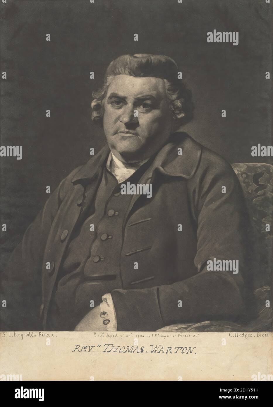 Le révérend Thomas Warton, Charles Howard Hodges, 1764–1837, britannique, d'après Sir Joshua Reynolds RA, 1723–1792, britannique, 1784, Mezzotint Banque D'Images