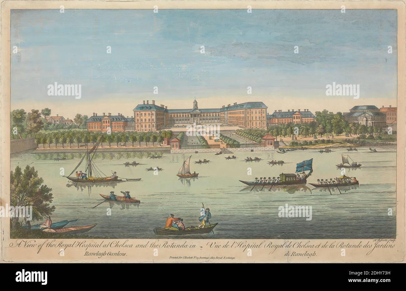 Une vue de l'hôpital Royal de Chelsea et de la rotonde dans les jardins de Ranelagh, Henry Roberts, vers 1710–1790, après un artiste inconnu, non daté, gravure de couleur main, feuille: 10 3/4 x 16 5/8in. (27.3 x 42,2 cm Banque D'Images