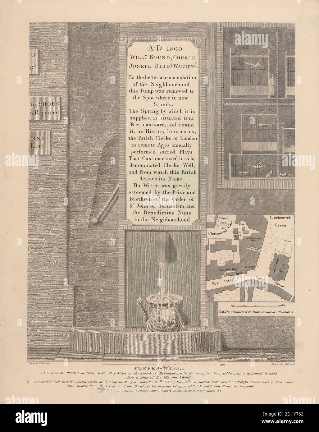 Clerks-Well, Bartholomew Howlett, 1767–1827, britannique, après artiste inconnu, ( H. Gardner ), 1822, gravure, feuille : 13 x 10 3/8in. (33 x 26,4 cm Banque D'Images