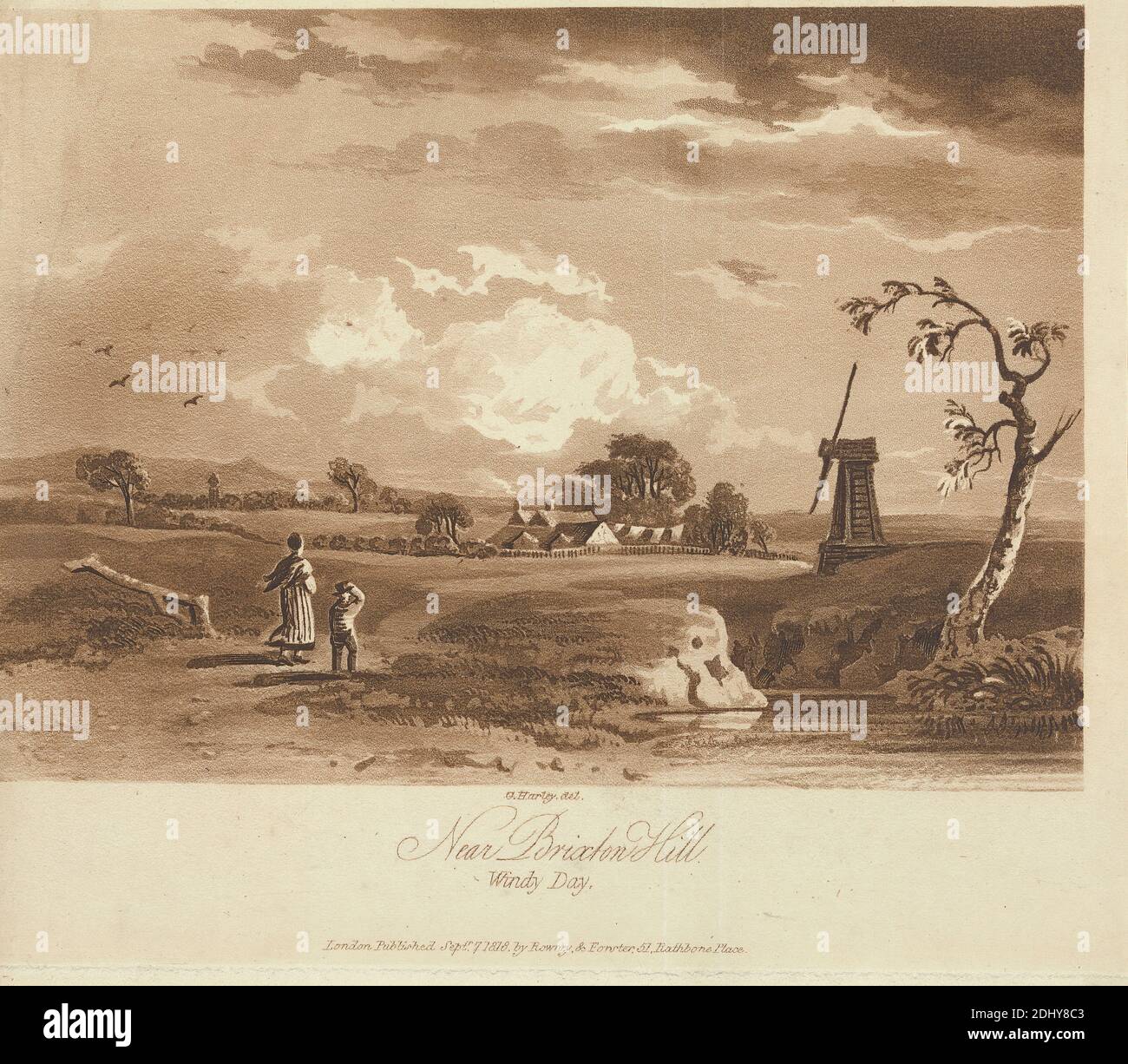 Près de Brixton Hill, Windy Day, artiste inconnu, après George Harley, 1791–1871, British, 1818, Aquatint, feuille: 7 5/8 x 8 3/4in. (19.4 x 22,2 cm Banque D'Images