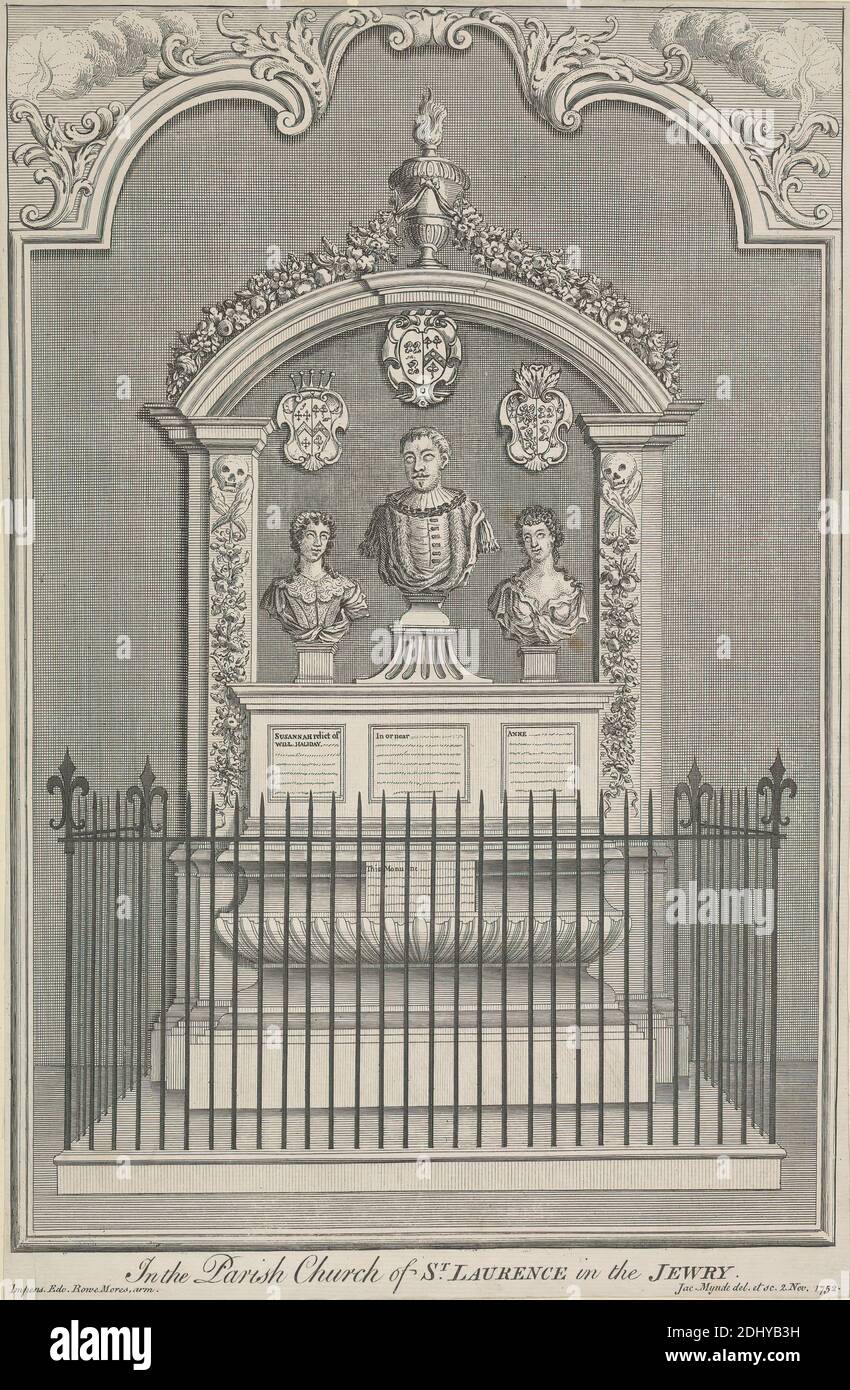 Dans l'église paroissiale de Saint-Laurent dans la judée, J. Mynde, actif de 1740 à 1770, après J. Mynde, actif de 1740 à 1770, 1752, gravure, feuille : 12 1/4 x 8 po. (31.1 x 20,3 cm Banque D'Images