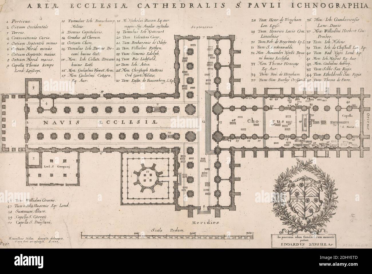 Zone Ecclesia Cathedralis S. Pauli Ichnographia, Venceslaus Hollar, 1607–1677, Bohemian, d'après Venceslaus Hollar, 1607–1677, Bohemian, 1657, gravure, feuille: 9 x 13 5/8in. (22.9 x 34,6 cm Banque D'Images