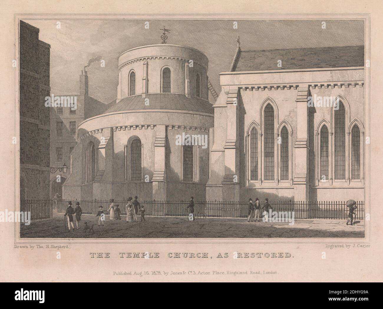 L'église du Temple telle que restaurée, John carter, 1748–1817, British, 1828, gravure Banque D'Images
