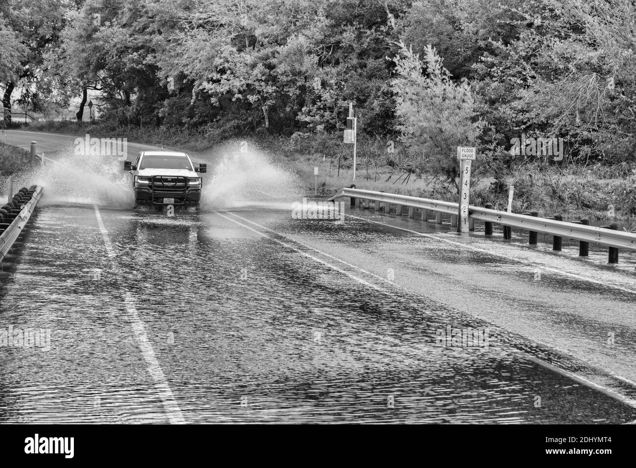 Texas Hill Country, route inondée Banque D'Images