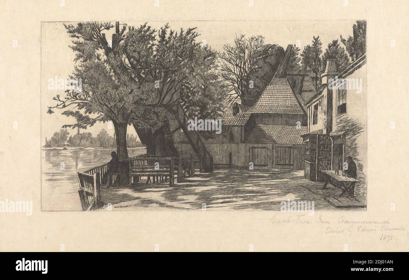 Crab Tree Inn, Hammersmith, Edwin Edwards, 1823–1879, British, d'après Edwin Edwards, 1823–1879, British, 1871, Etching Banque D'Images