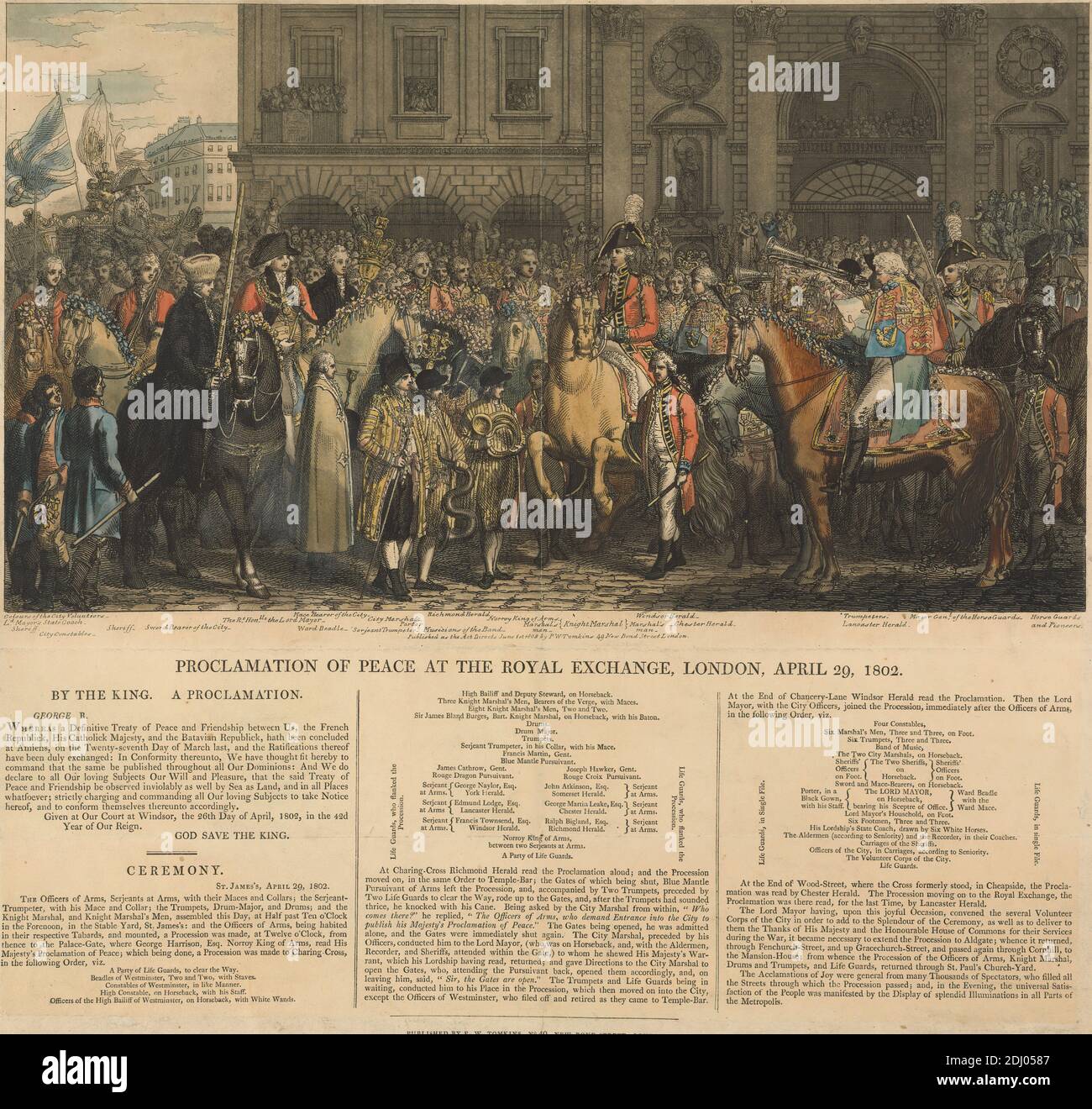 Proclamation de la paix à la Bourse royale, Londres, le 29 avril 1802, artiste inconnu, après artiste inconnu, 1802, Aquatint, couleur main Banque D'Images