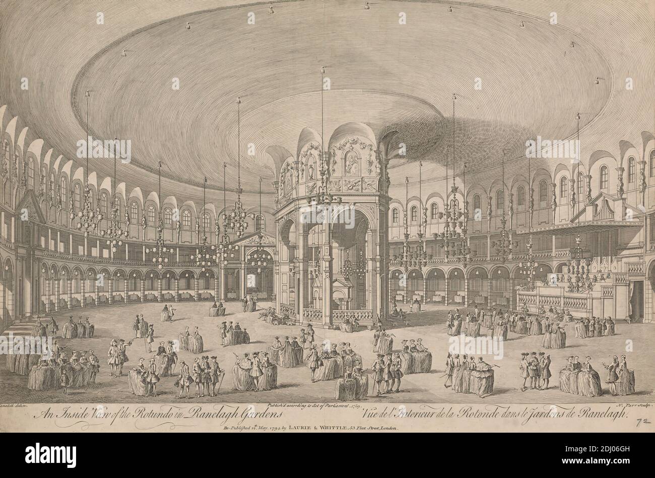 Une vue intérieure du Rotundo dans les jardins de Ranelagh, Nathaniel Parr, actif 1742–1751, britannique, après Canaletto, 1697–1768, vénitien, actif en Grande-Bretagne (1746–55), 1794, gravure Banque D'Images